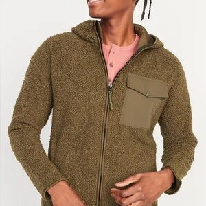 Old Navy Olive Brown Sherpa Fleece Jacket